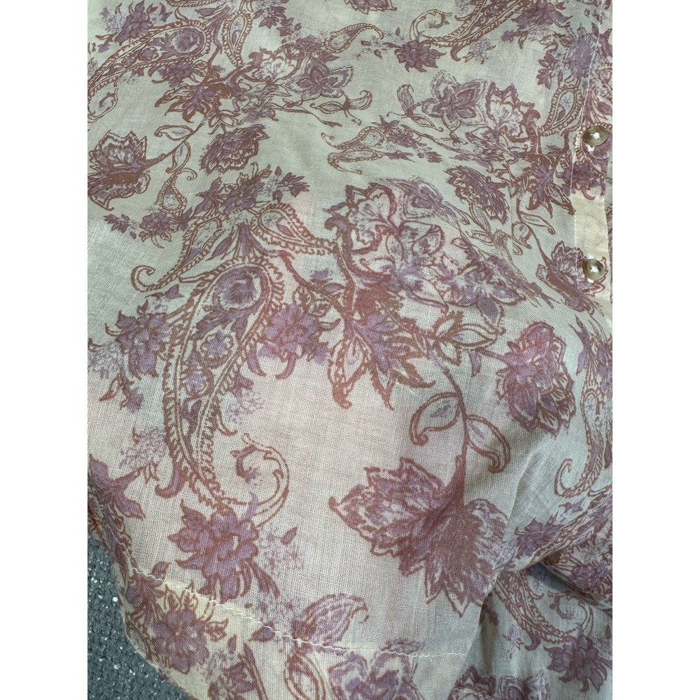 Free People Top Womens Medium Rose Bud Blouse Voile Floral Boho Lightweight - Picture 9 of 11